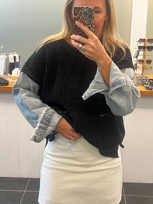 Denim Sleeve Knit