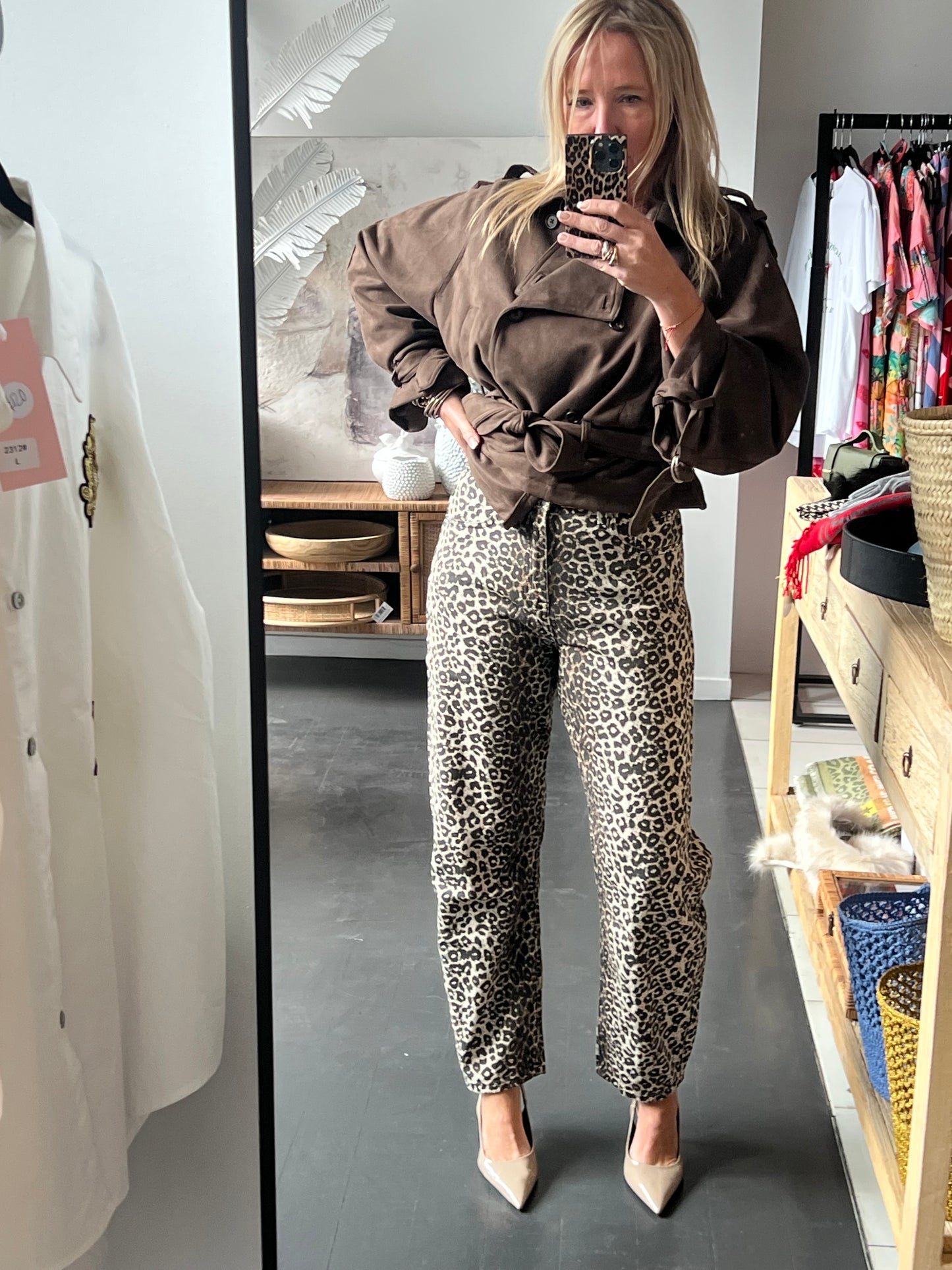 Leopard Barrel Jeans
