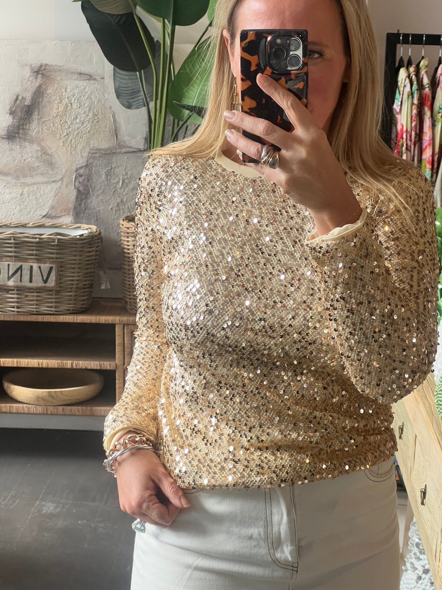 Twinkle Top - gold sequin