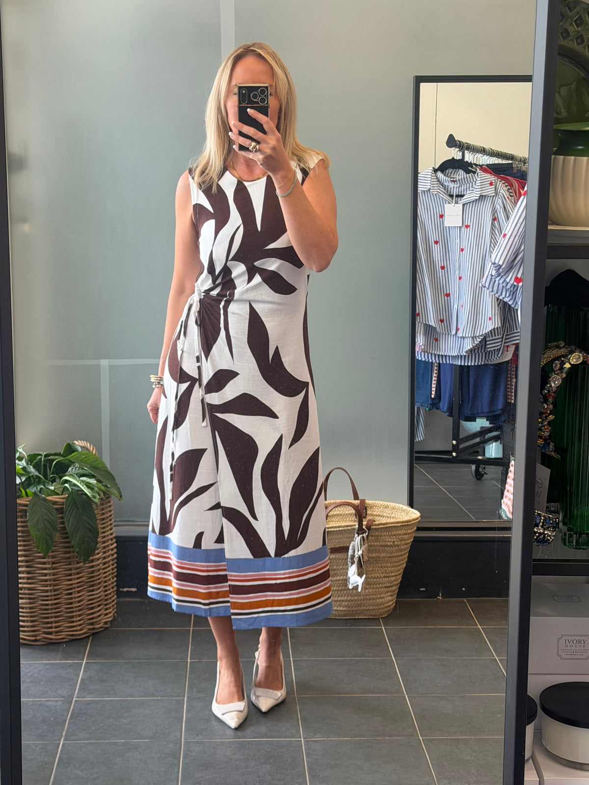 Sleeveless Shift Linen Midi Dress -