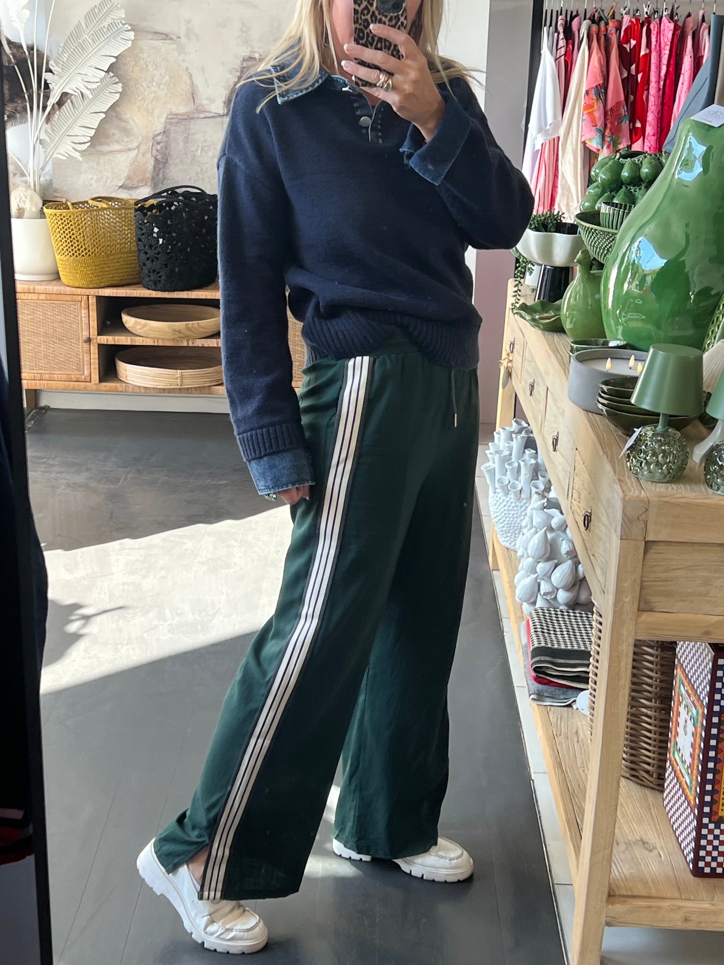 Stripe Lounge Pants- dark green