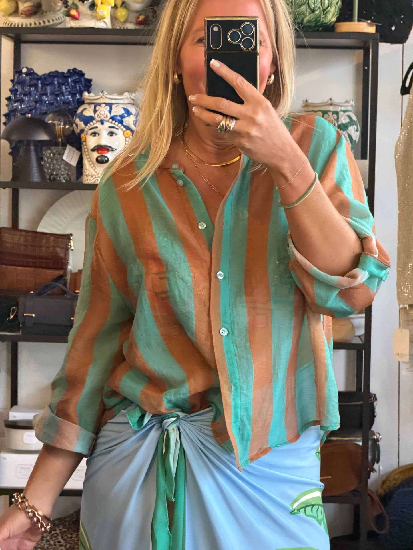 Stripe Shirt - aqua & tan by Have One