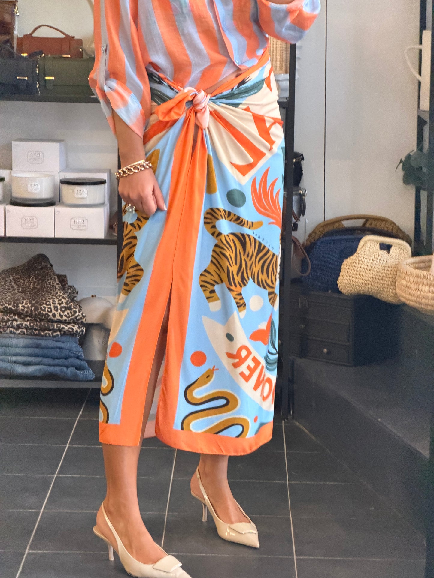 Long Wrap Skirt orange - Have One