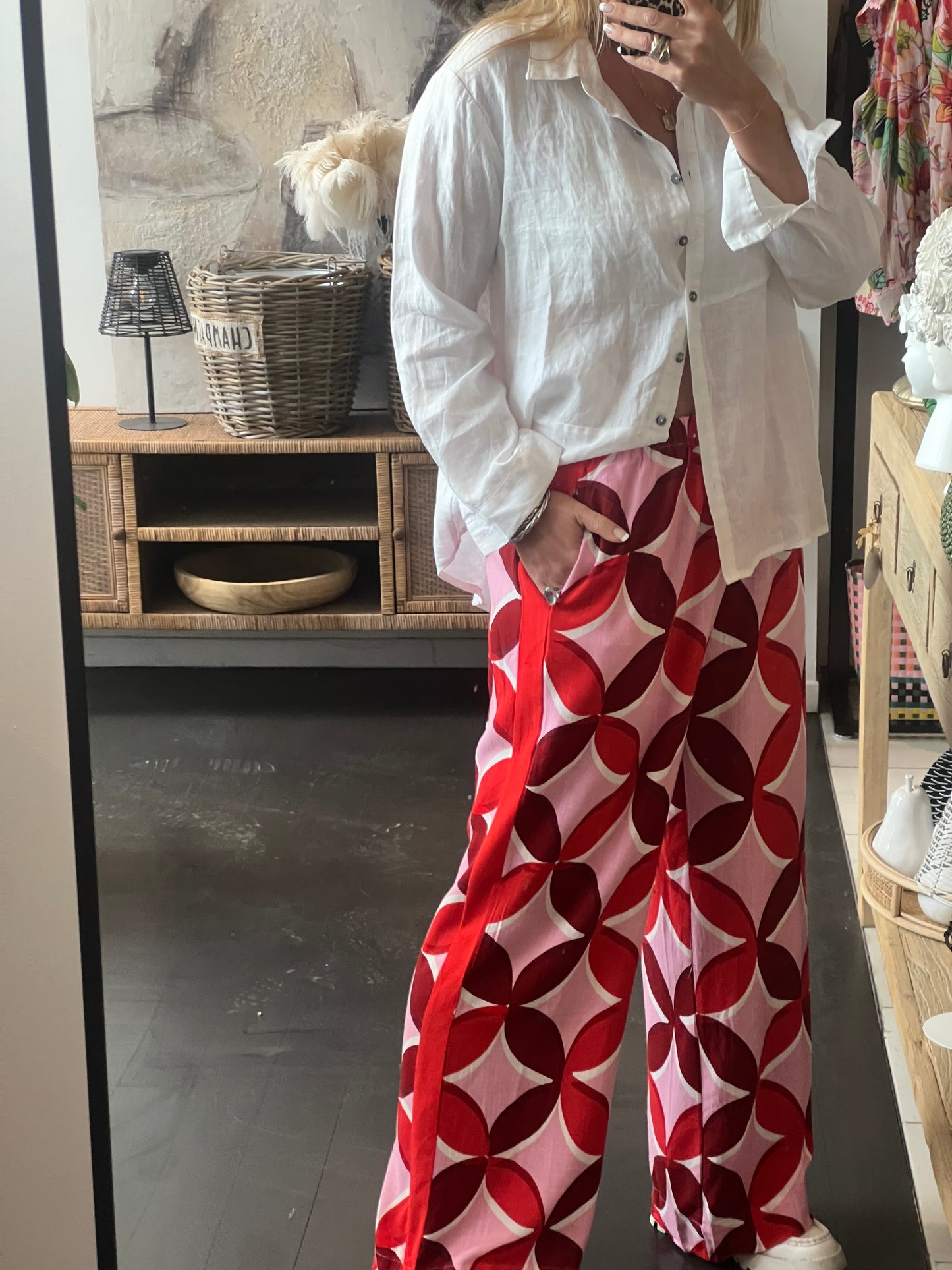 Retro Racer Lounge Pants- pink red