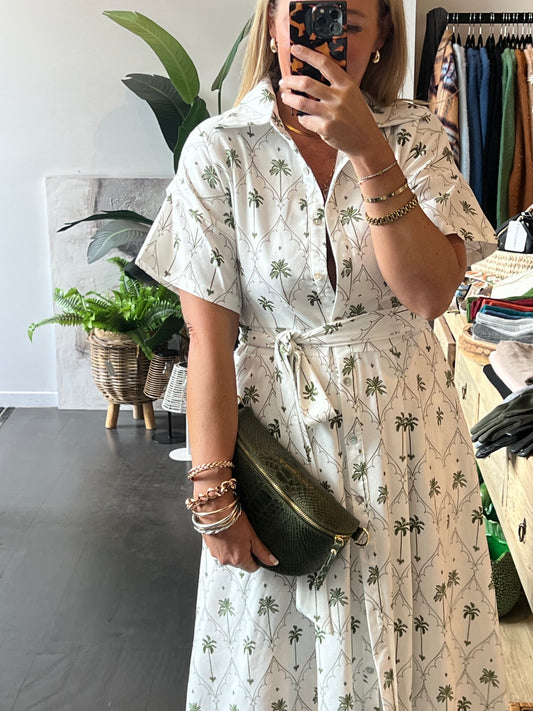 Spring Palm Shirt Dress