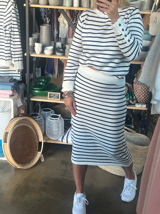 Stripe Sweater 2 Piece Skirt & Top Set