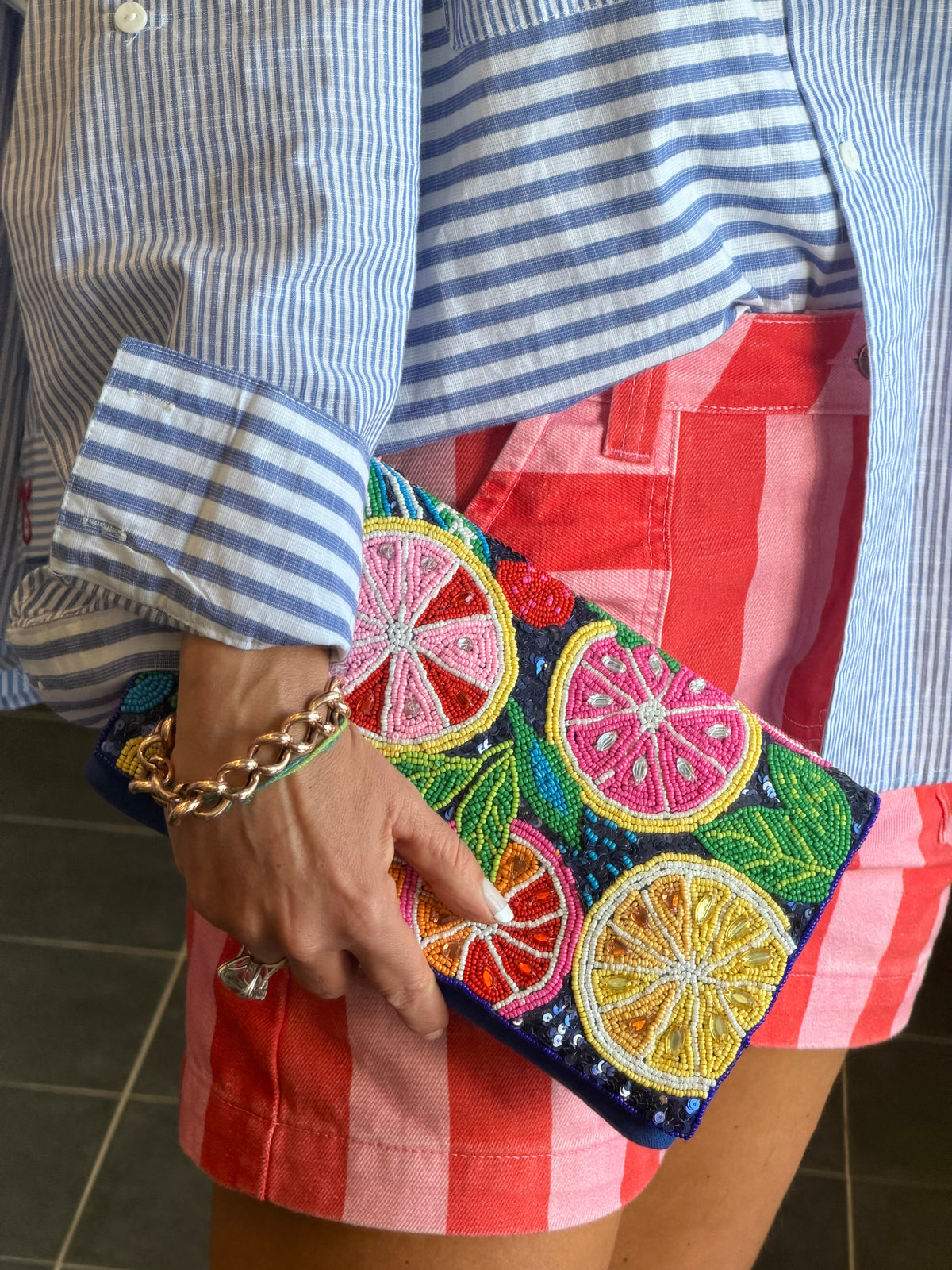 Tutti fruits Beaded Clutch Bag