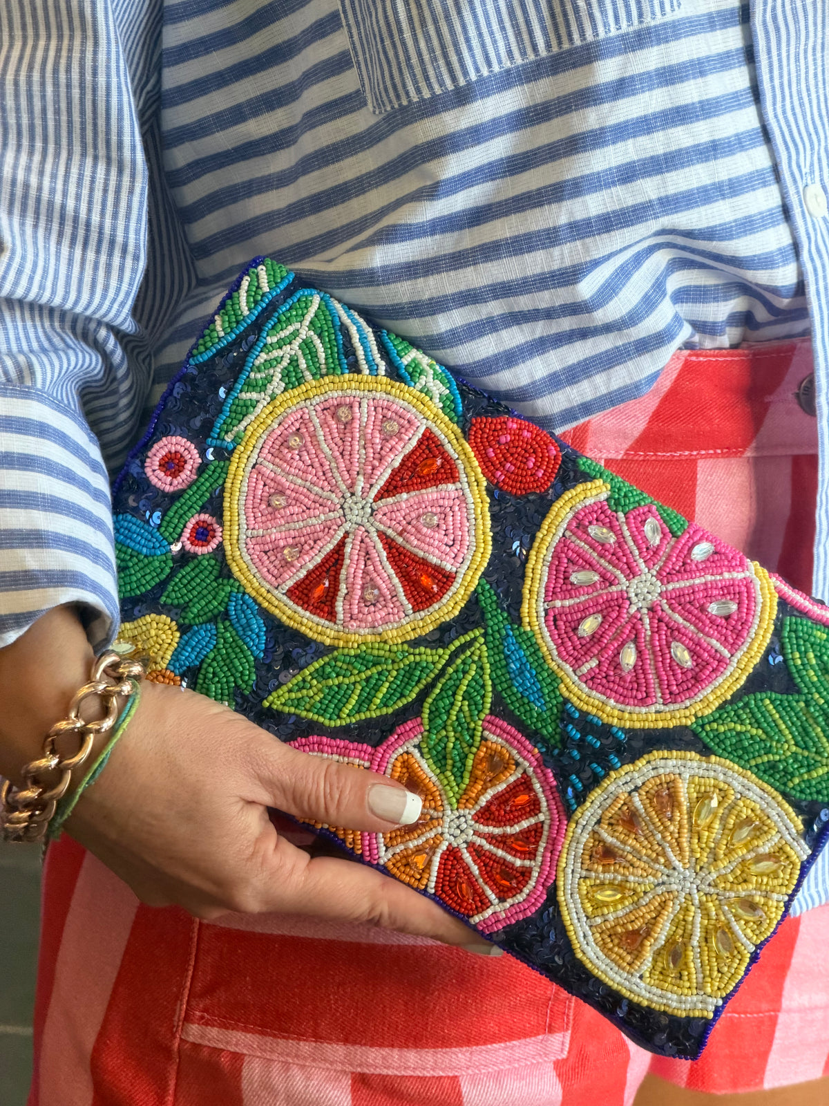 Tutti fruits Beaded Clutch Bag