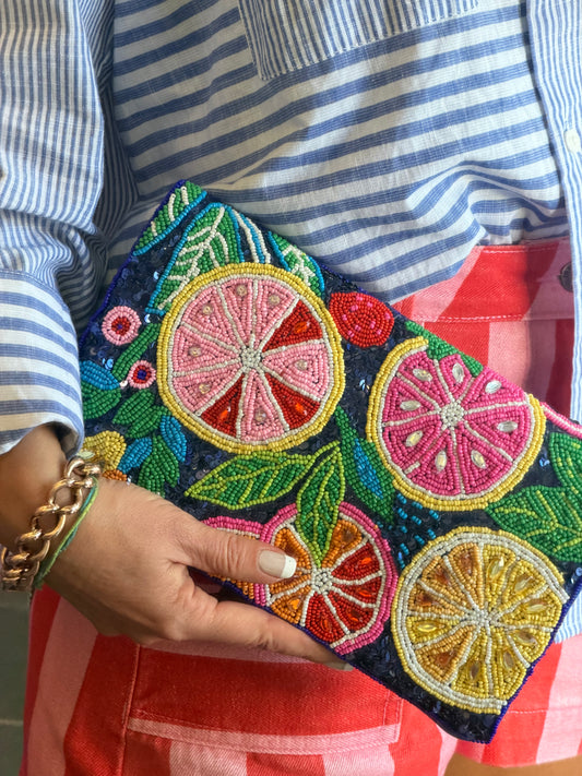 Tutti fruits Beaded Clutch Bag