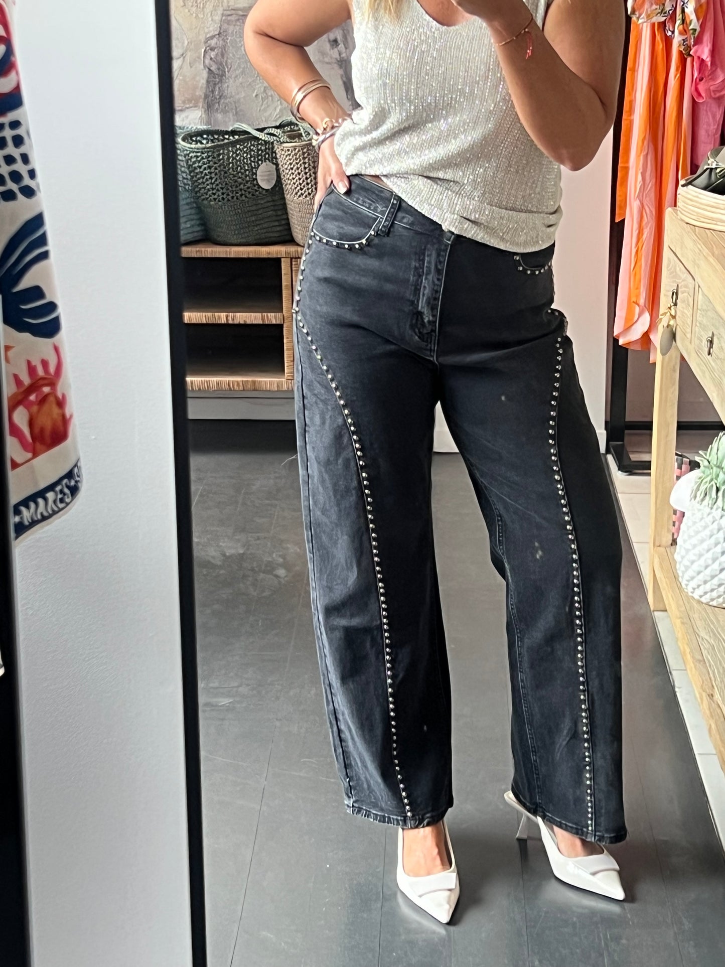 Studded Jeans - black