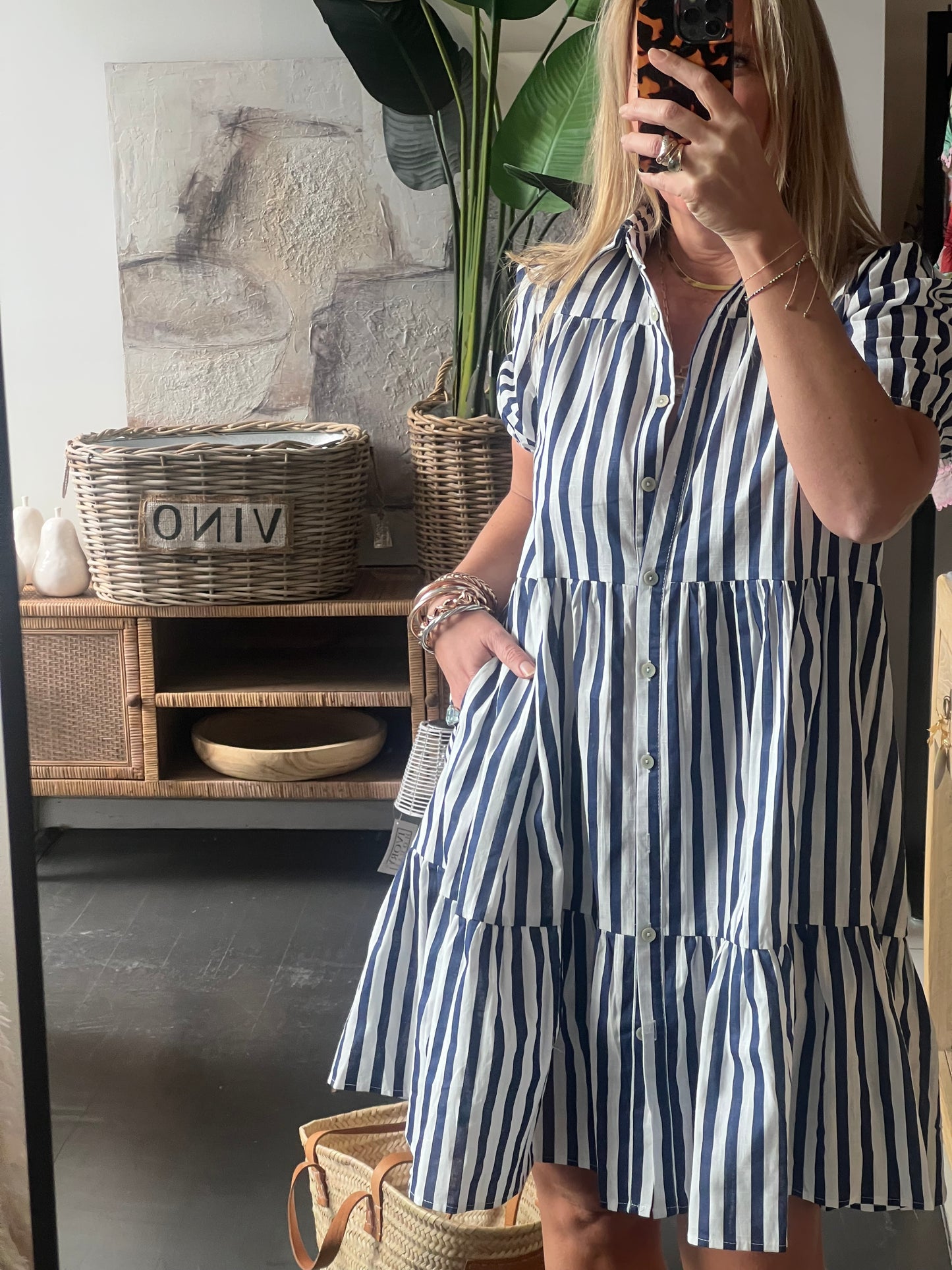 Rock Pools Vacation Dress - Navy Stripe