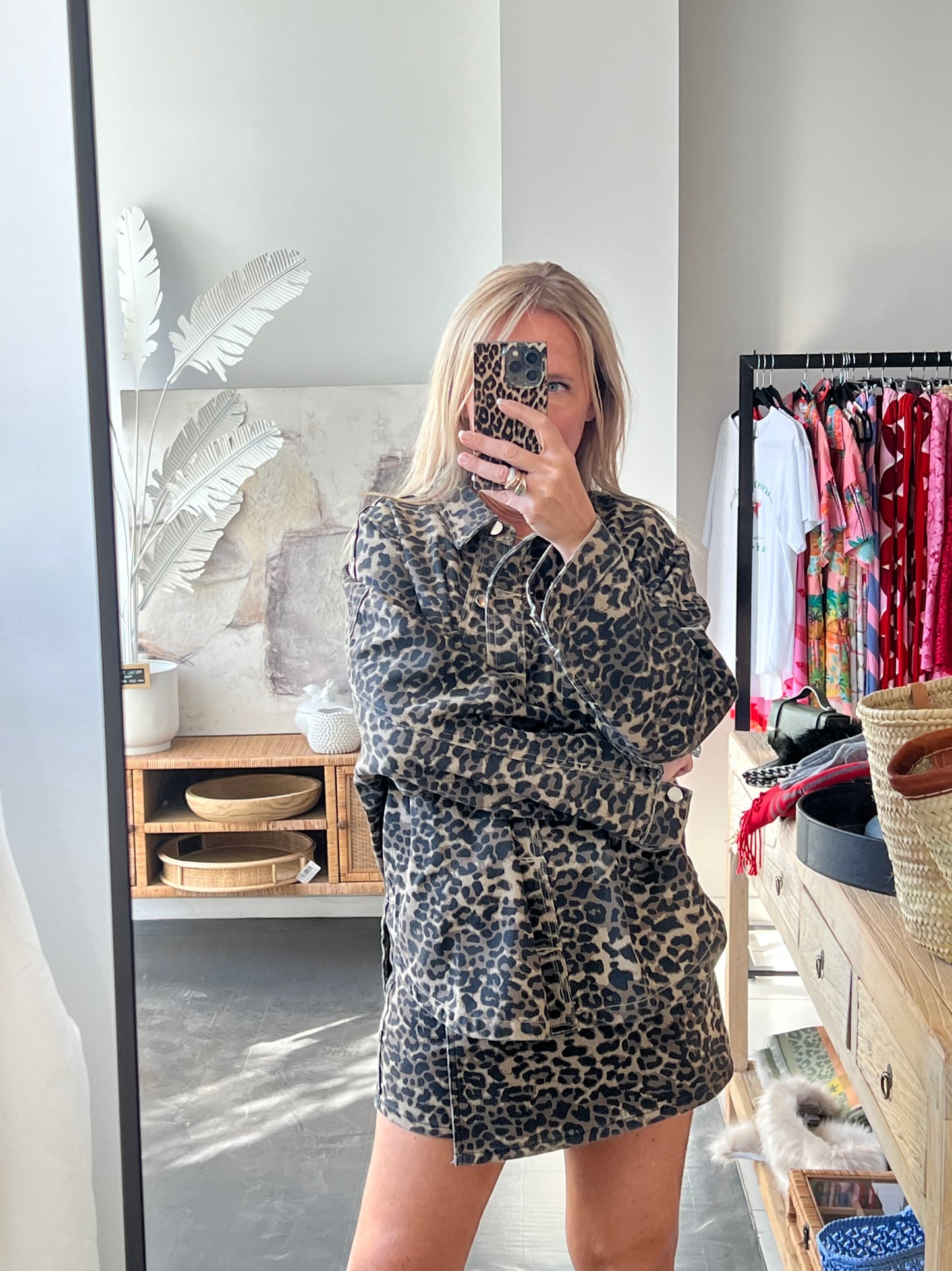 Denim Leopard Shirt Jacket shacket