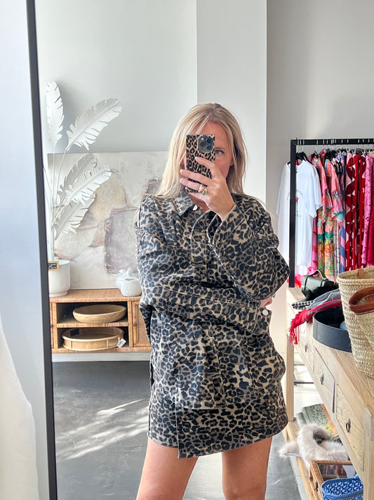 Denim Leopard Shirt Jacket shacket