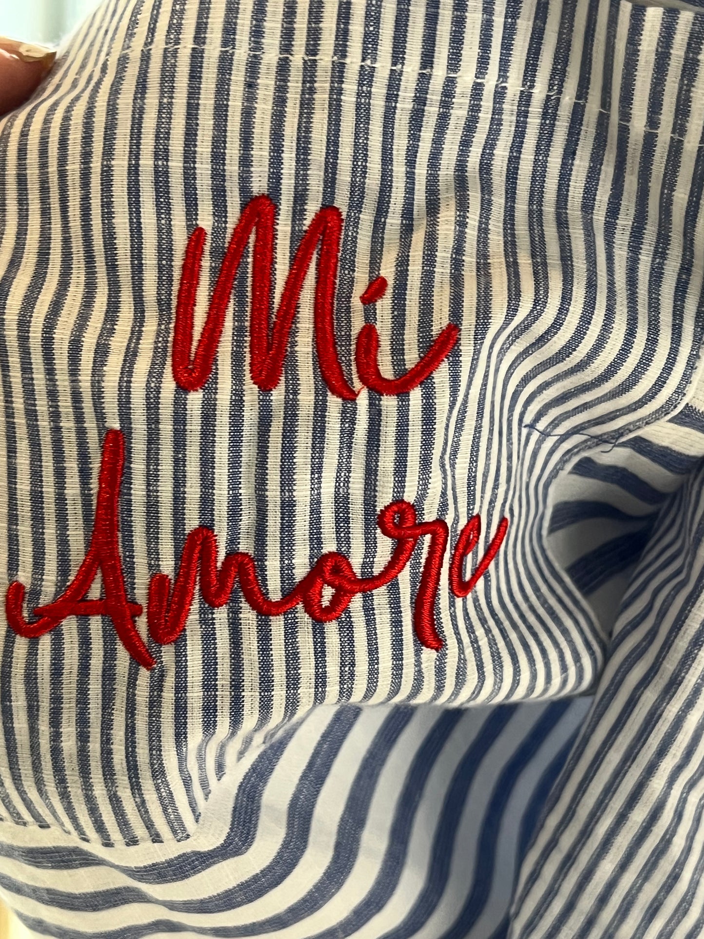 Mi Amore My Love stripe shirt