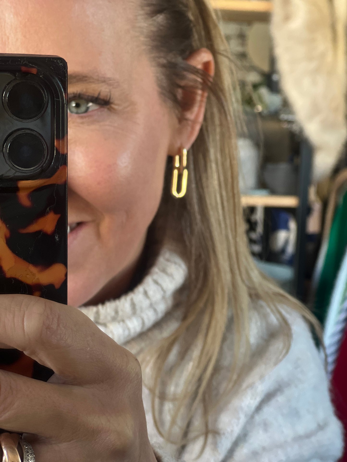 Gold Bolt Link Earings