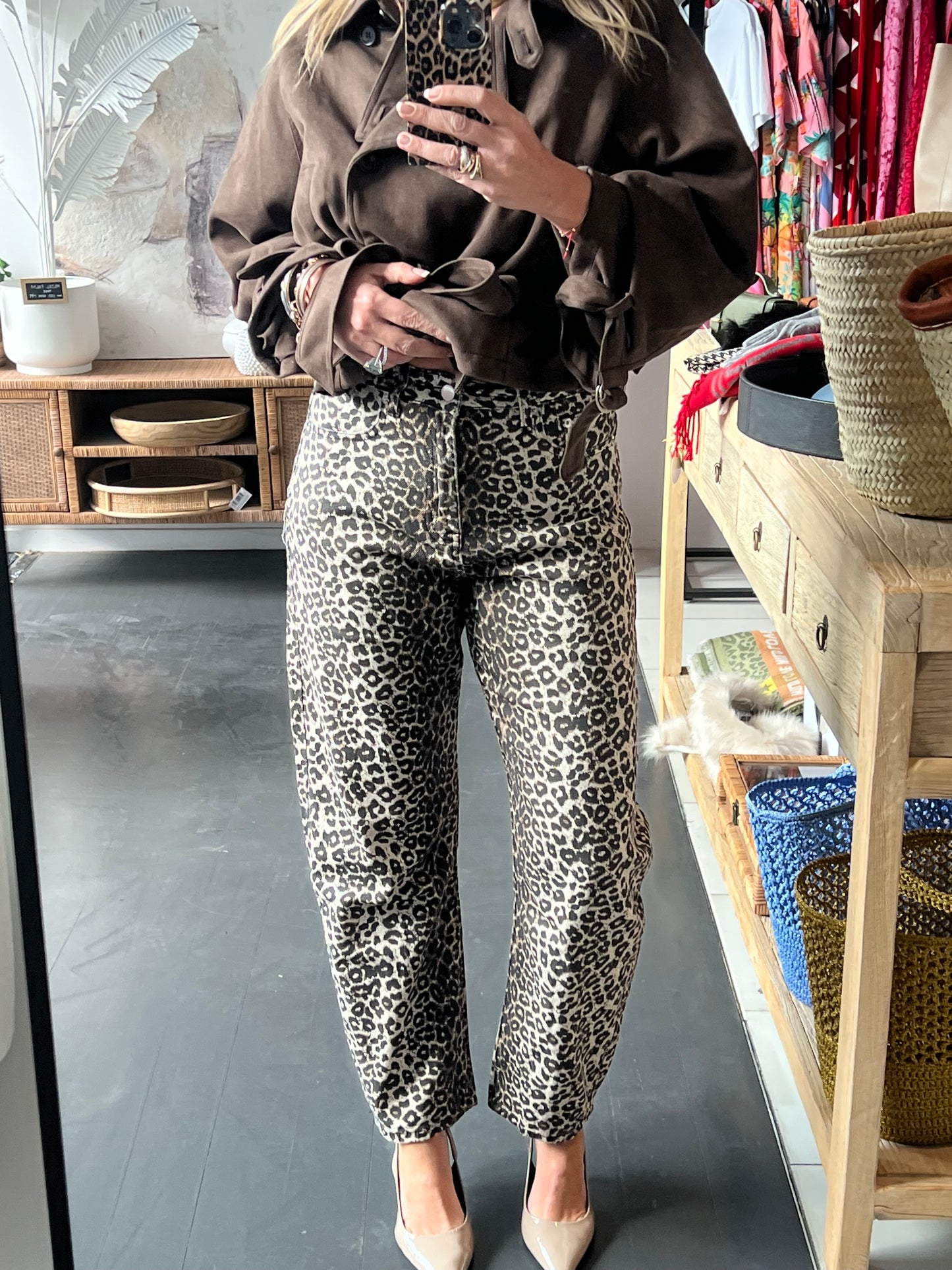 Leopard Barrel Jeans