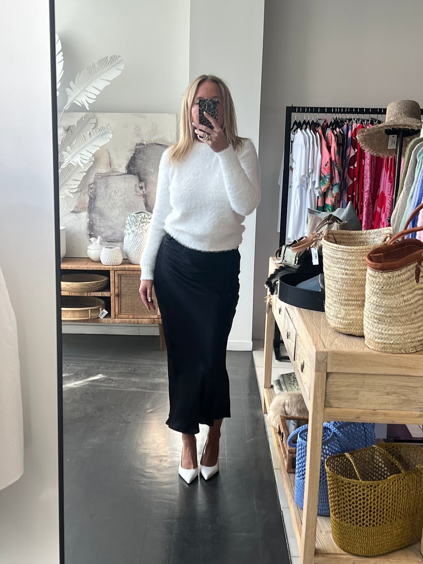 Slinky Midi Skirt - jet black