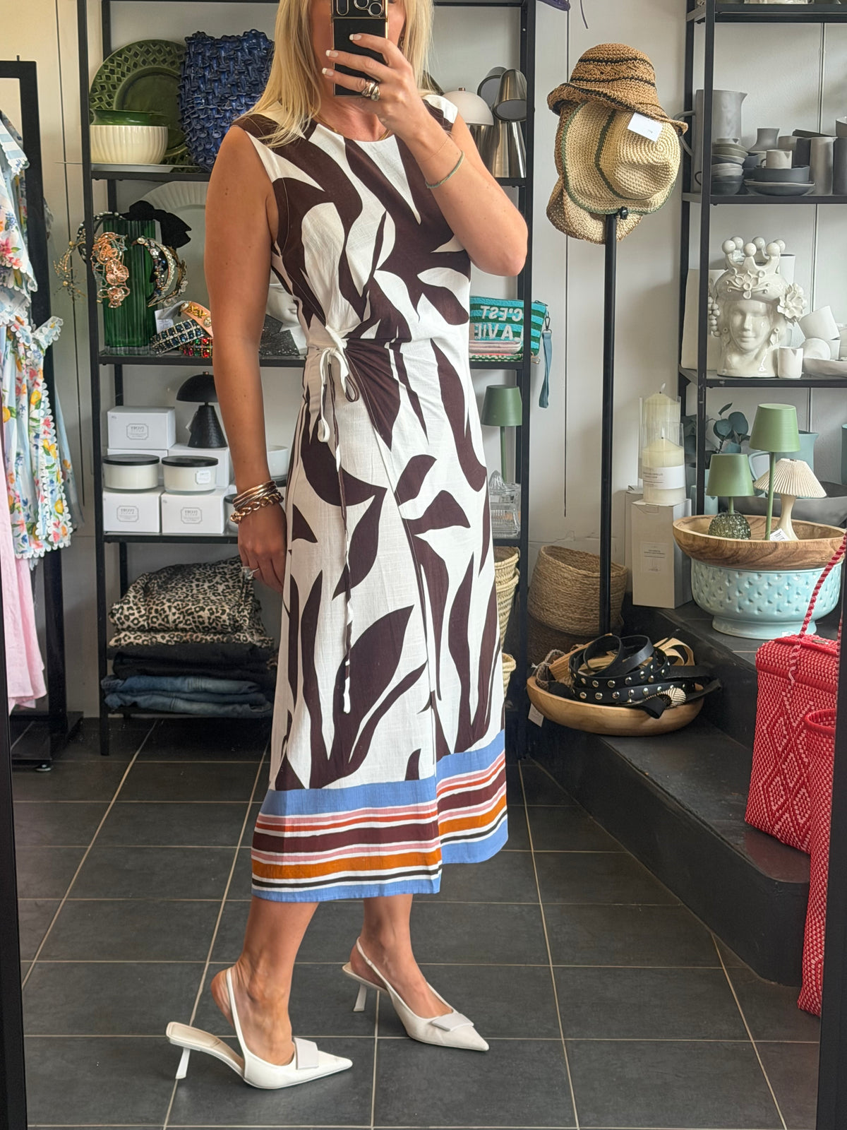 Sleeveless Shift Linen Midi Dress -