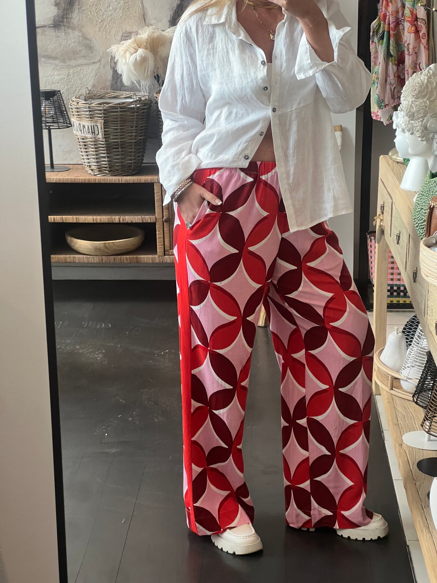 Retro Racer Lounge Pants- pink red