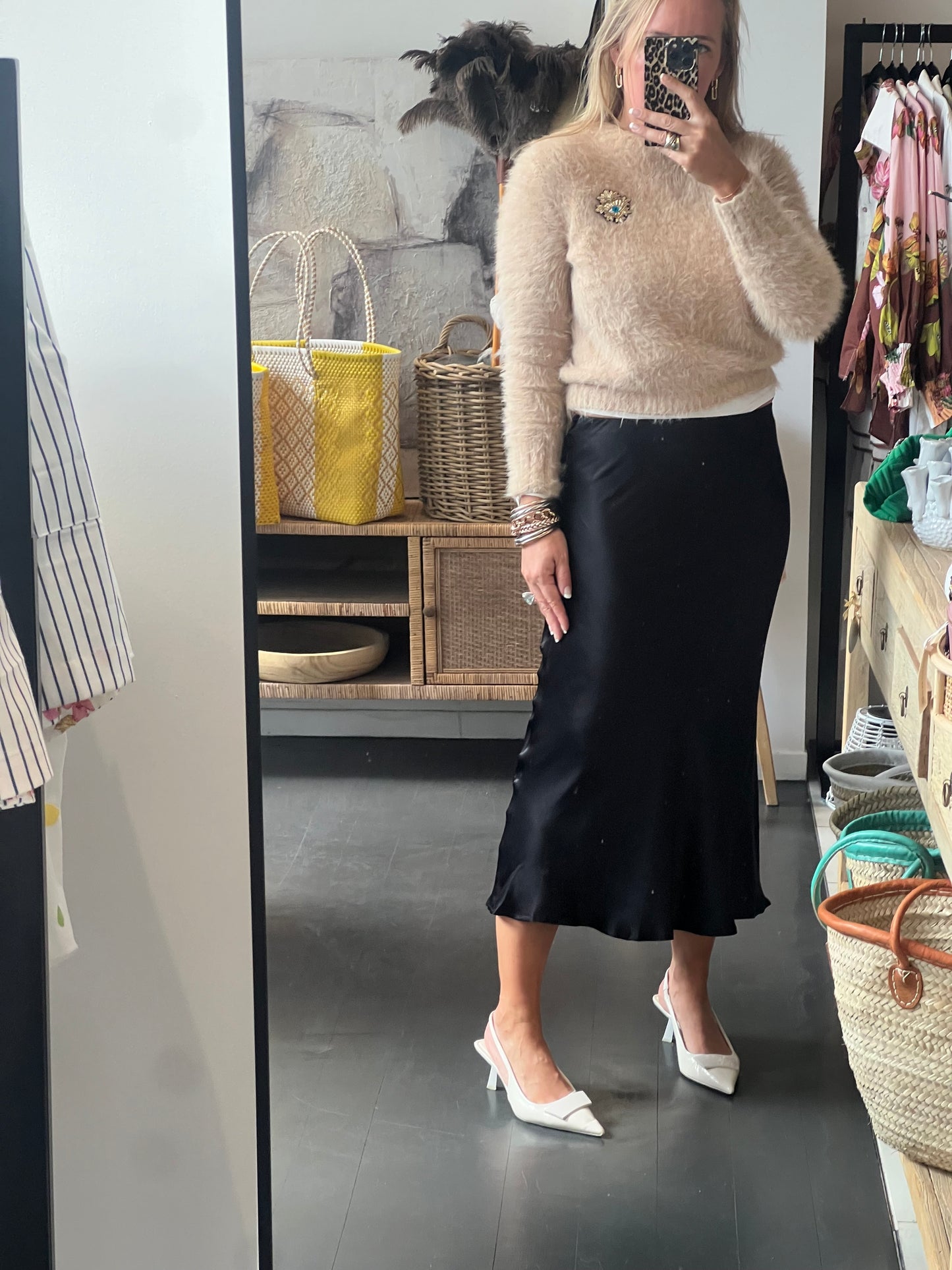 Slinky Midi Skirt - black