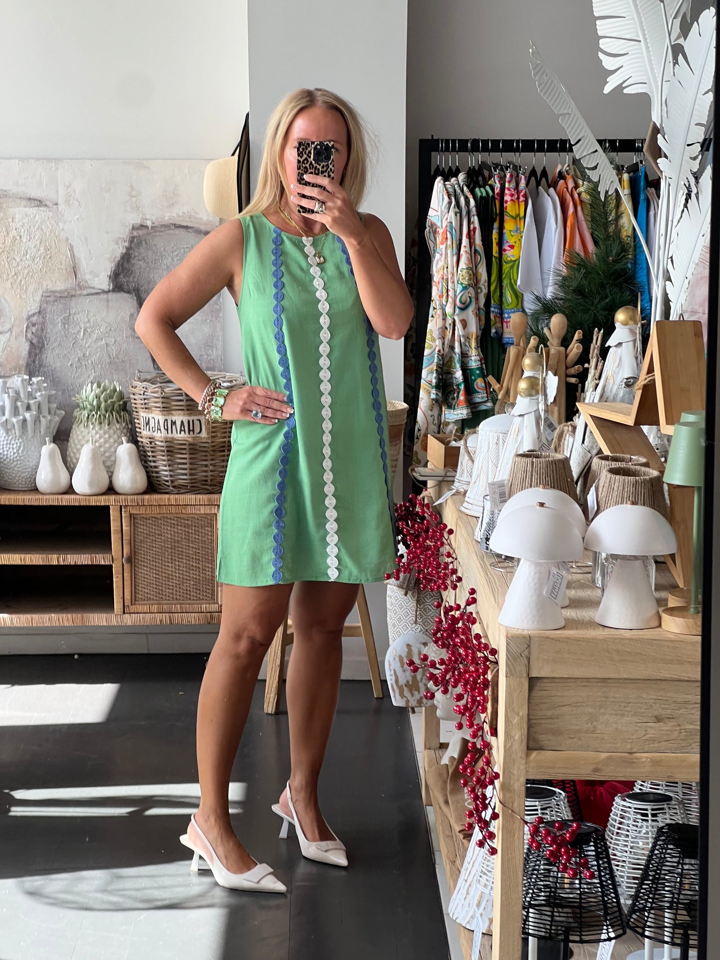 Sleeveless Shift Linen Dress