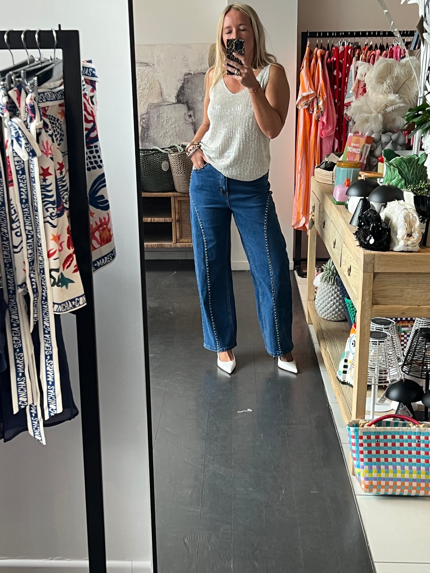 Studded Jeans - denim