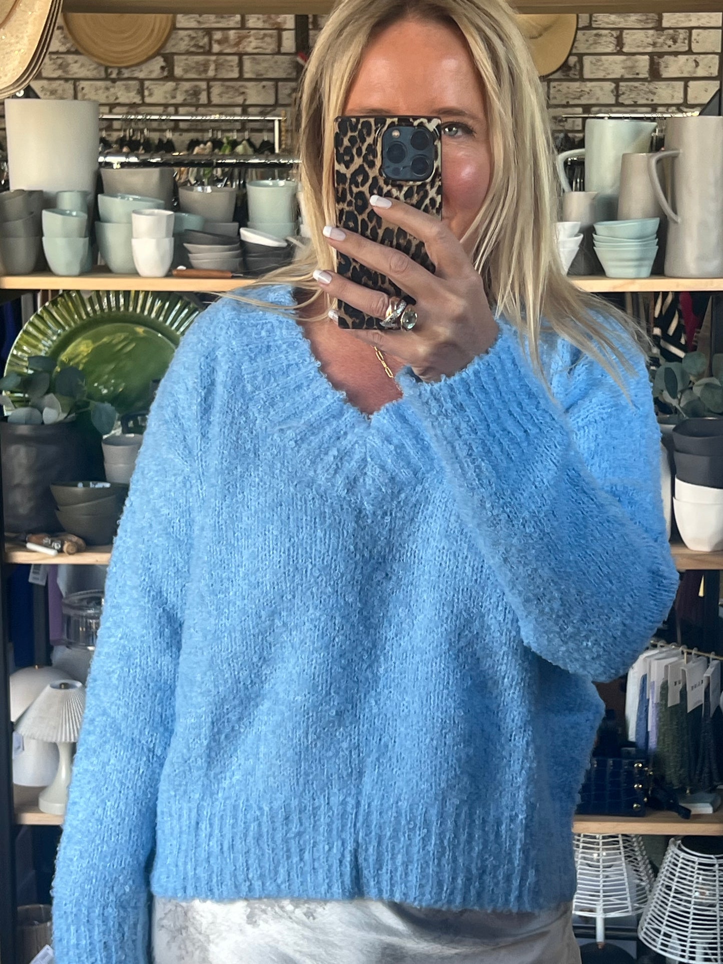 Blue V Neck Knit