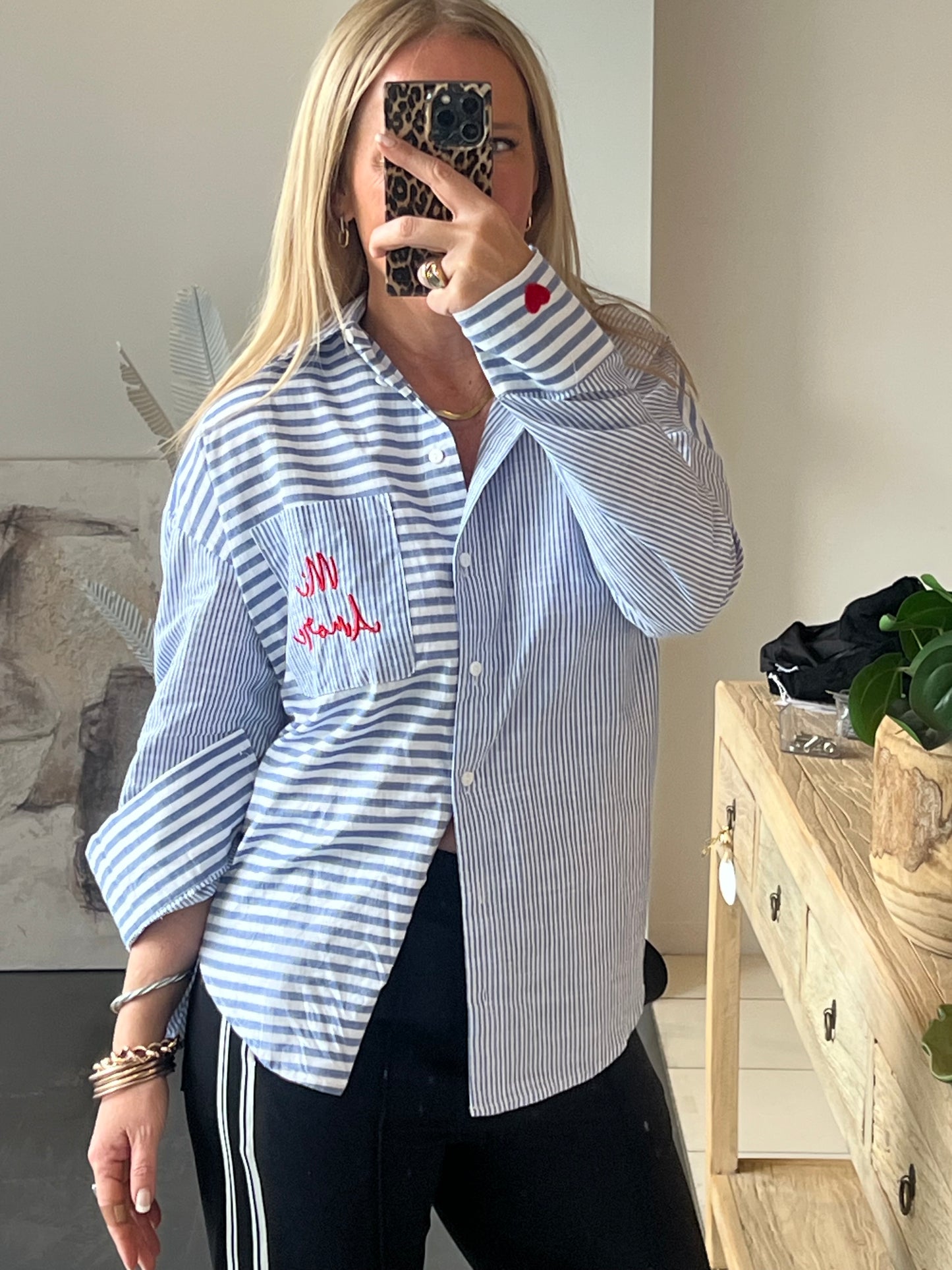 Mi Amore My Love stripe shirt