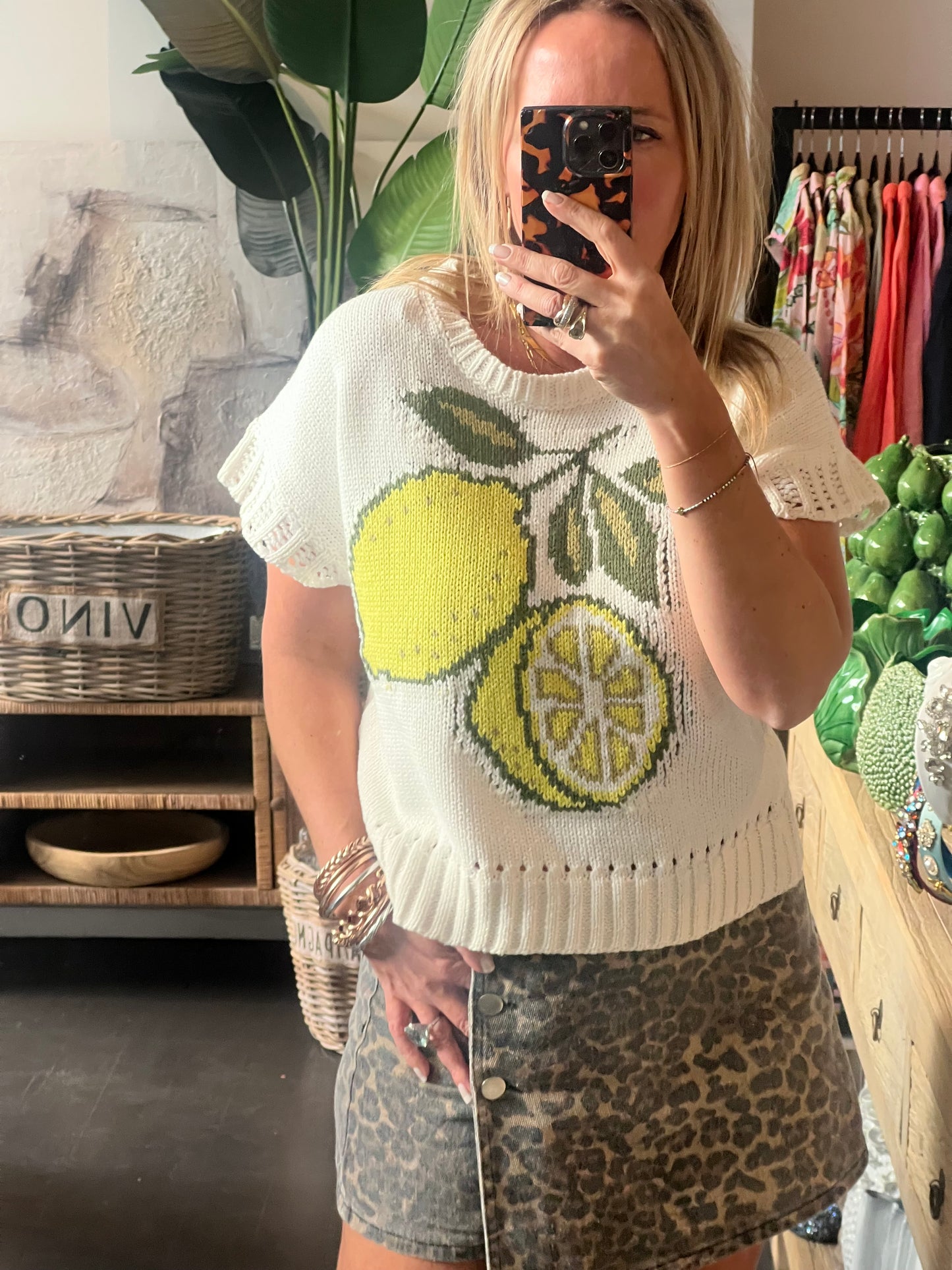 Lemon Short Seeve Knit Sweater