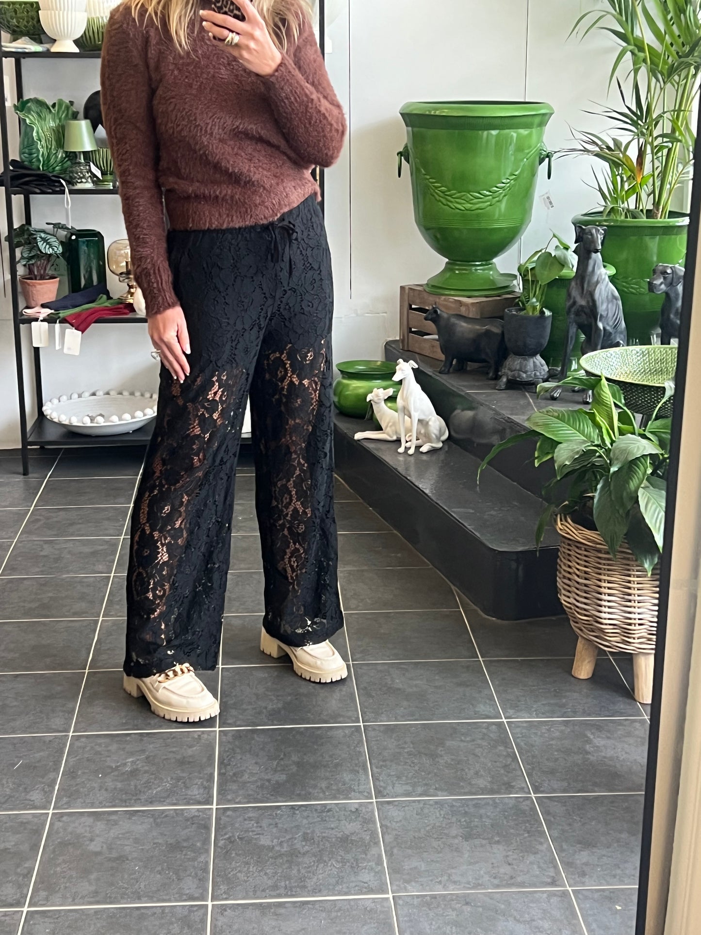 Lace Lounge Pants - pull on drawstring