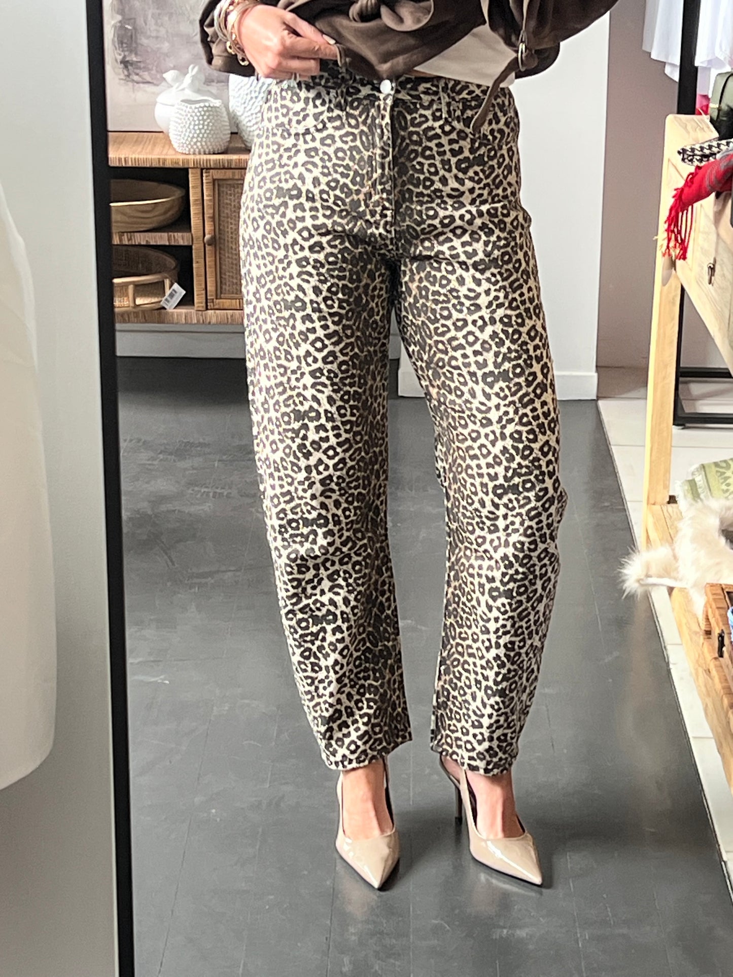 Leopard Barrel Jeans