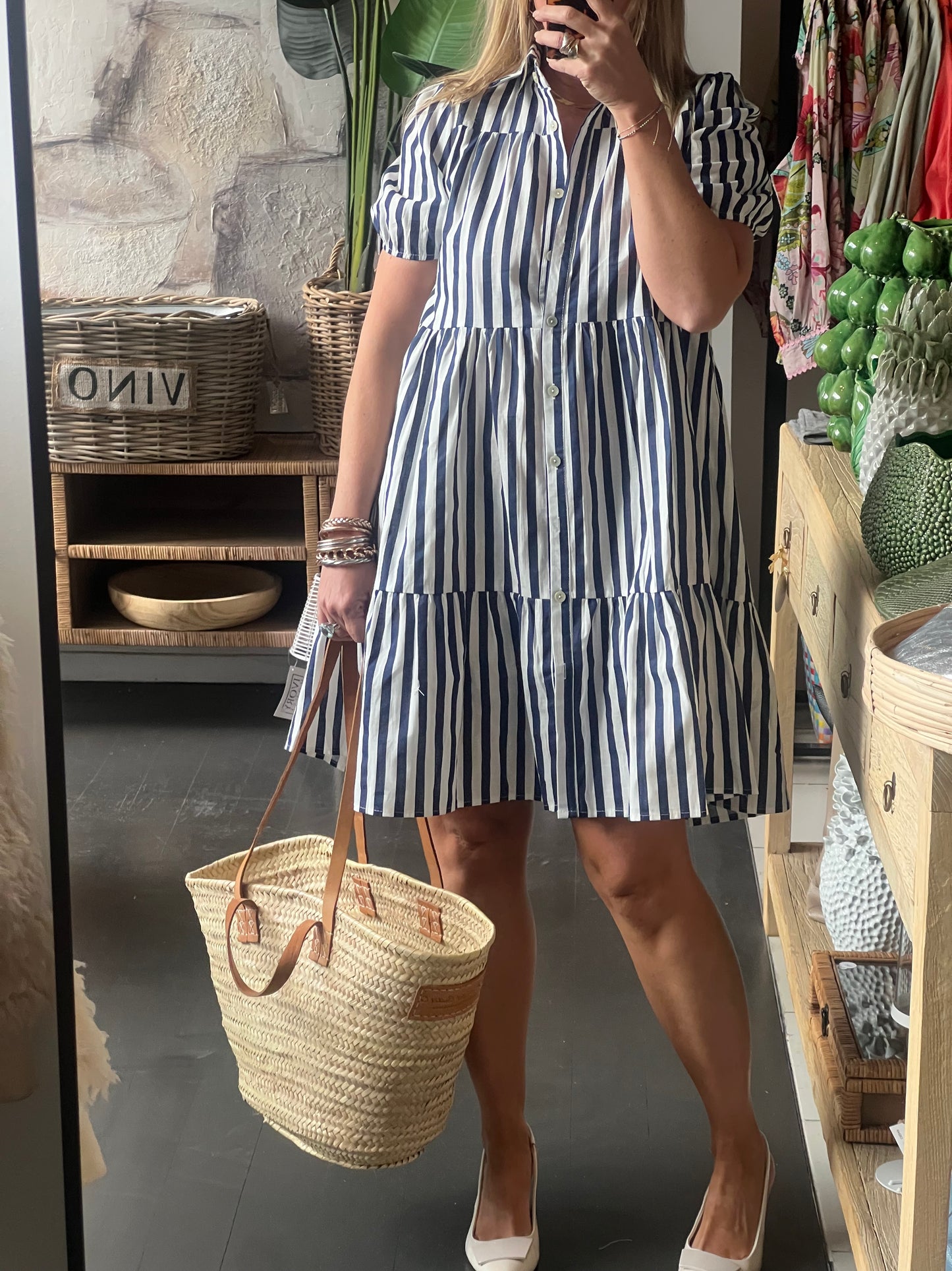Rock Pools Vacation Dress - Navy Stripe