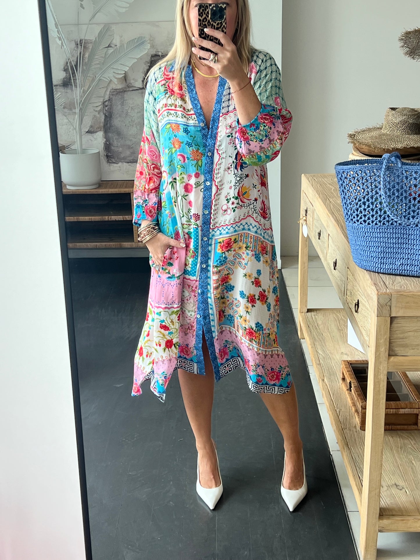 Slinky Resort Shirt Dress - carnival