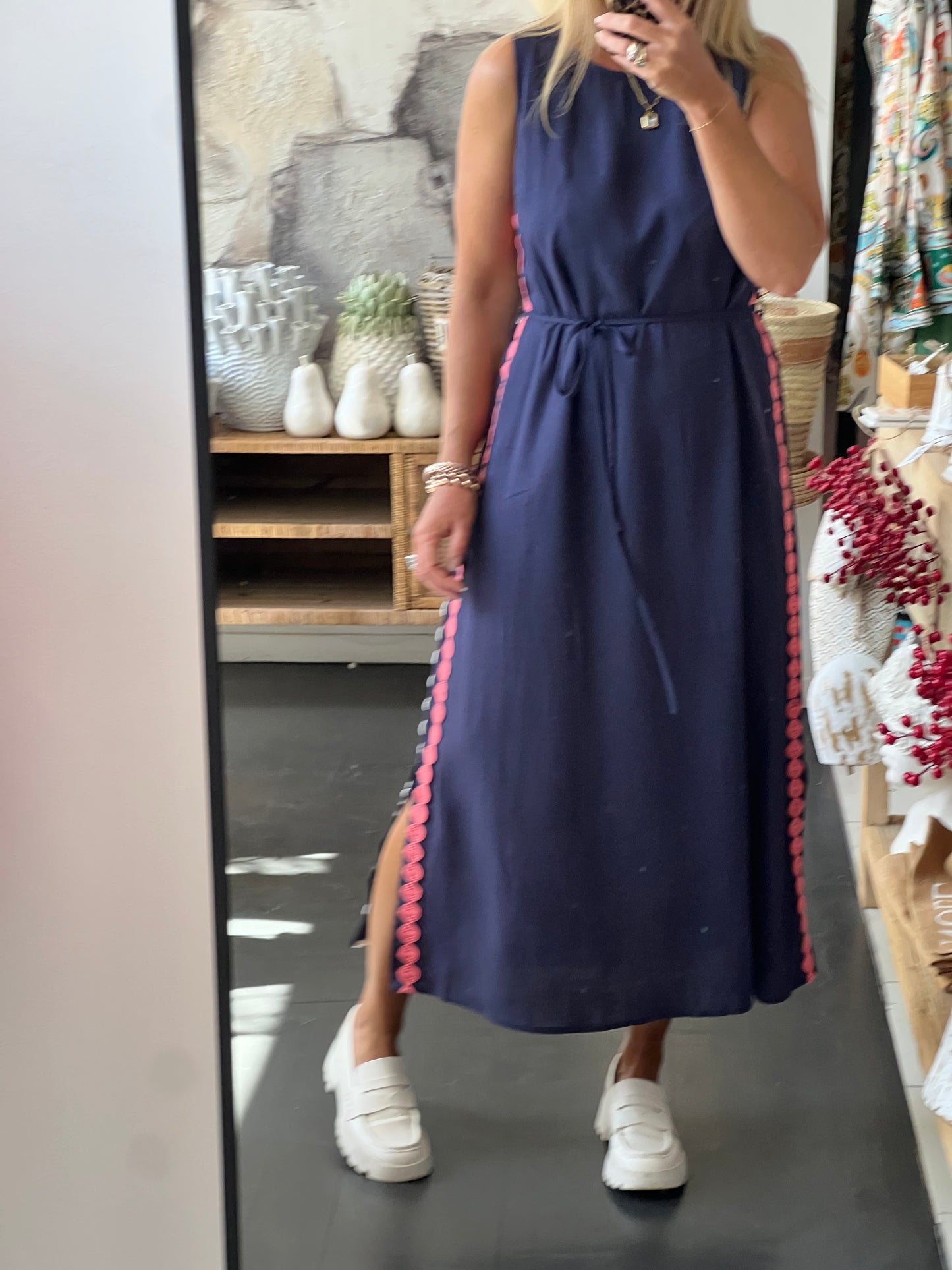 Sleeveless Shift Linen Maxi Dress