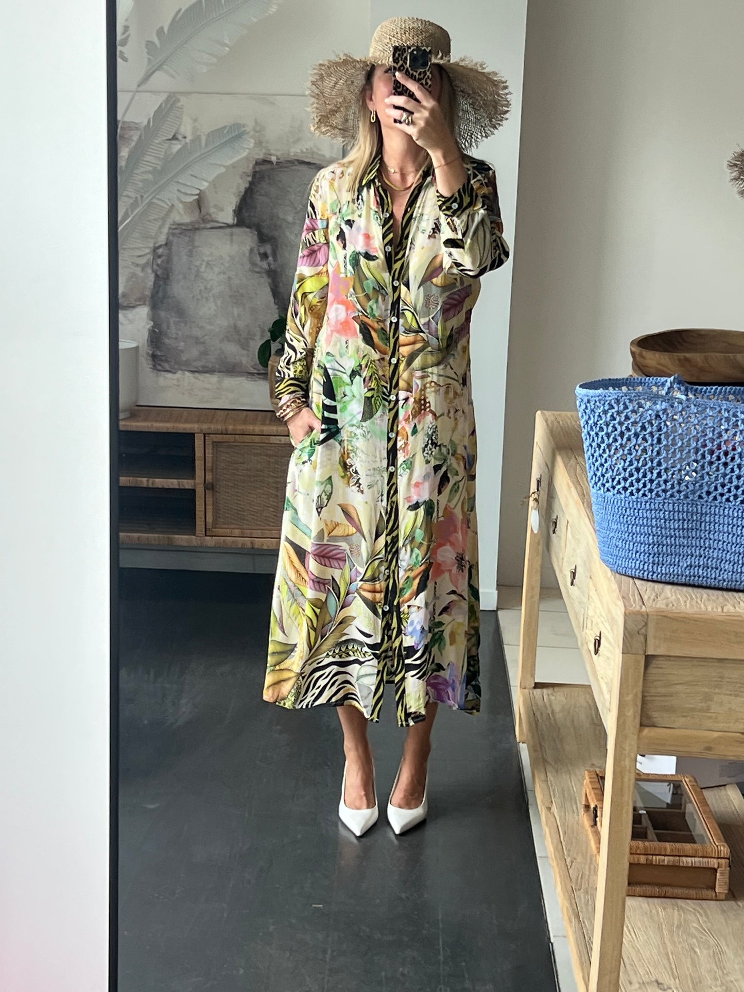 Slinky Resort Shirt Dress - chartreuse