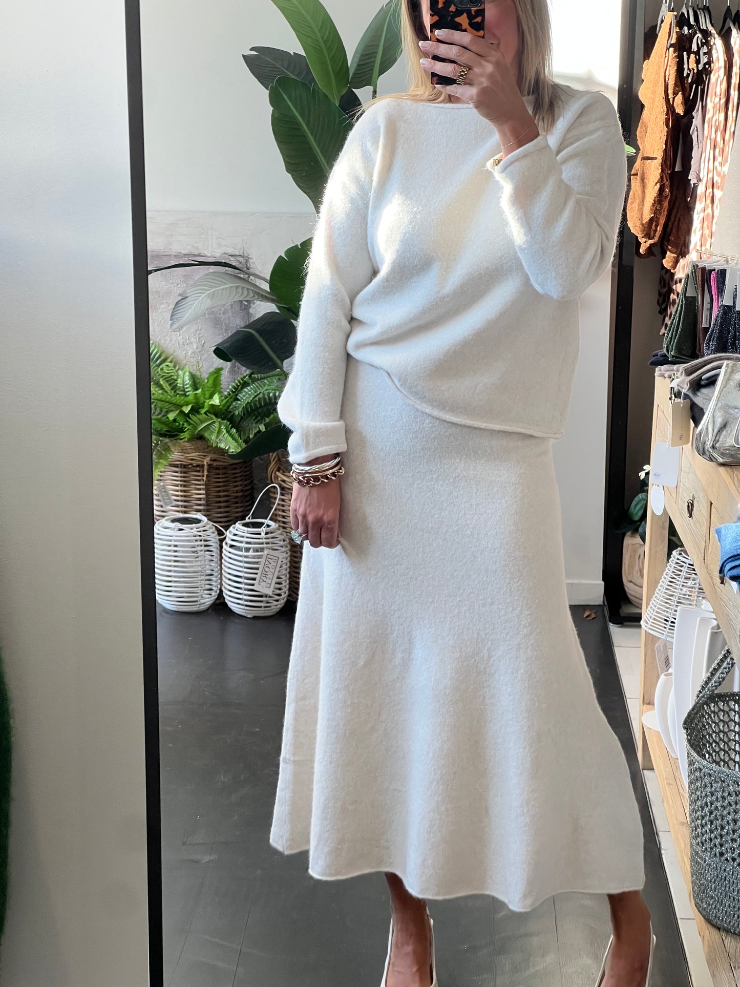 Winter Knit Set - White 2 pc skirt & top