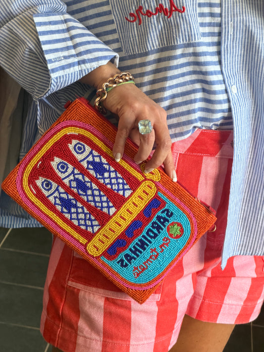 Sardines beaded Clutch Bag