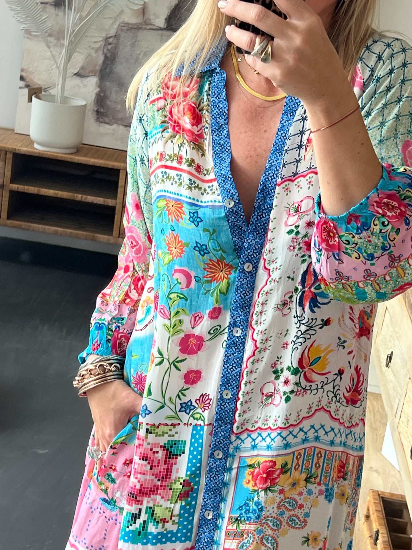 Slinky Resort Shirt Dress - carnival