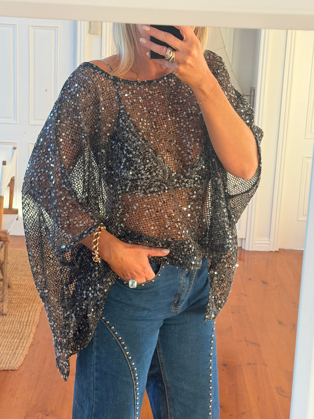 Twinkle Top - sequin black