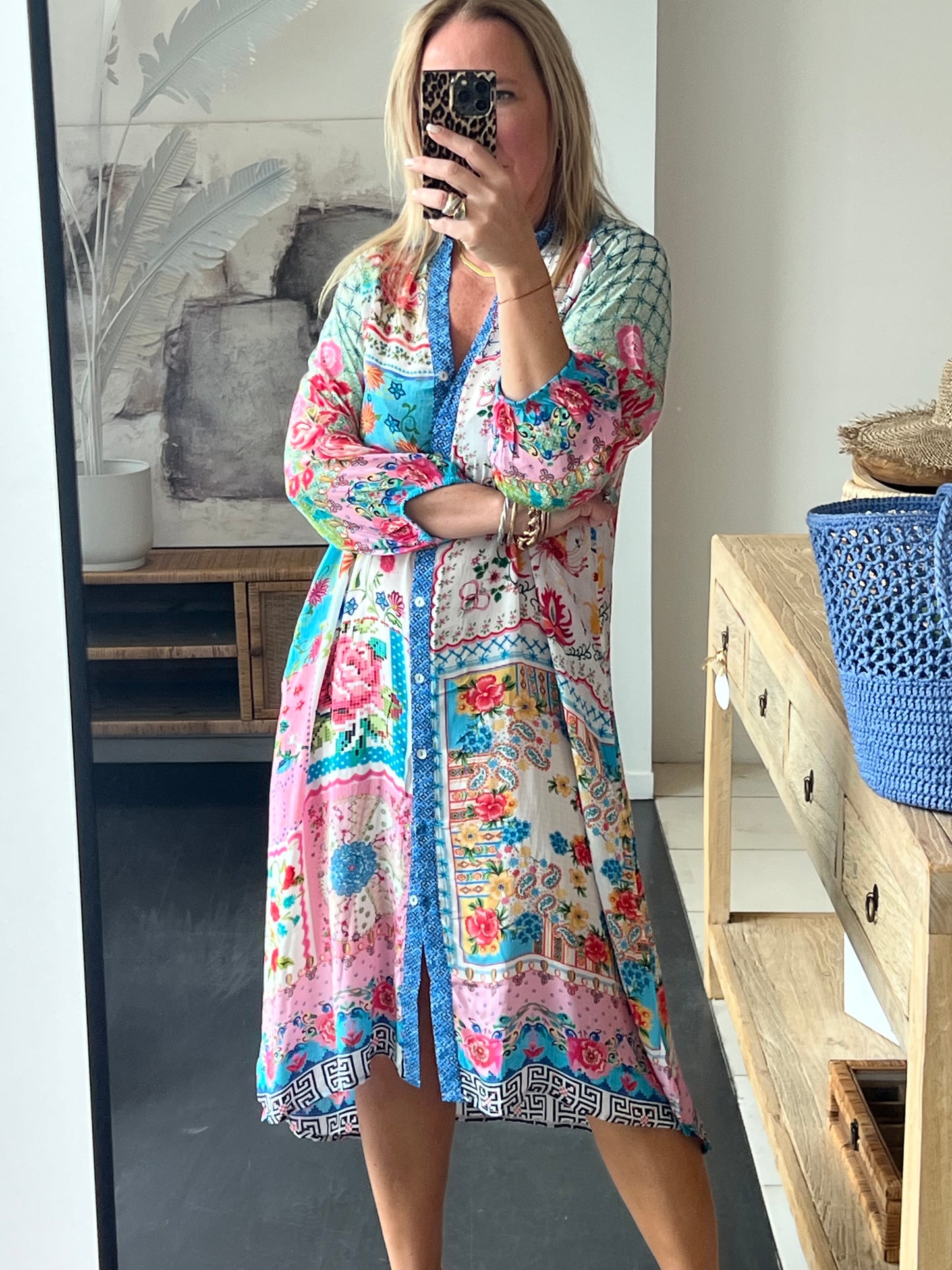 Slinky Resort Shirt Dress - carnival