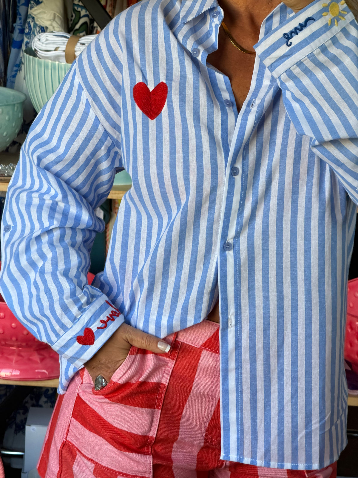 Here Comes The Sun Stripe Shirt - blue