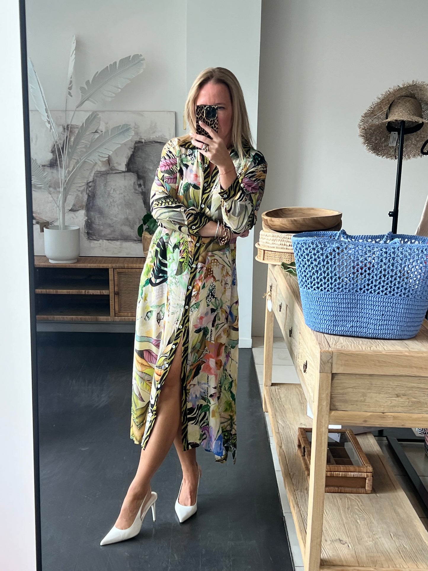 Slinky Resort Shirt Dress - chartreuse