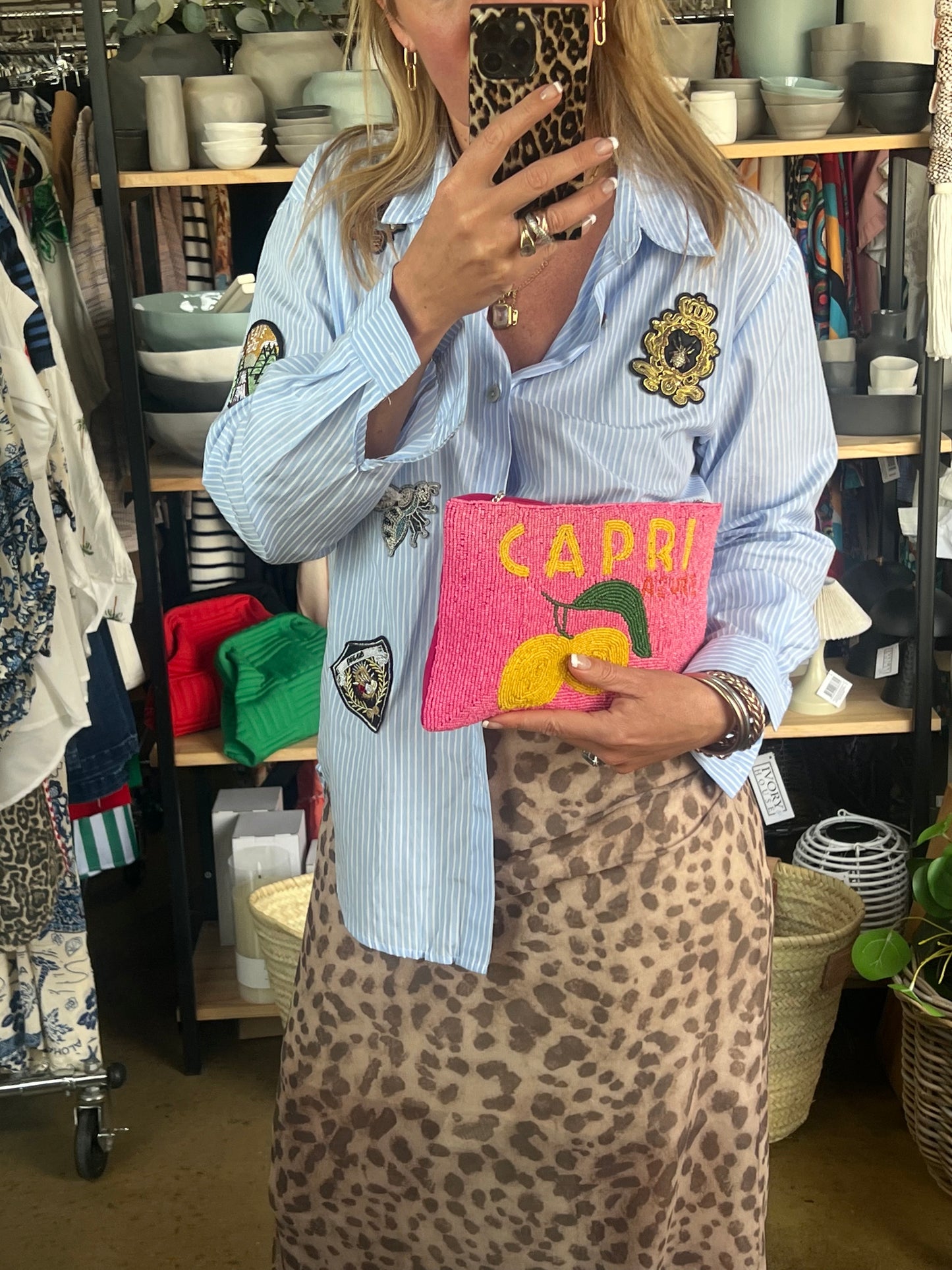 Beaded CAPRI Clutch Bag with chain