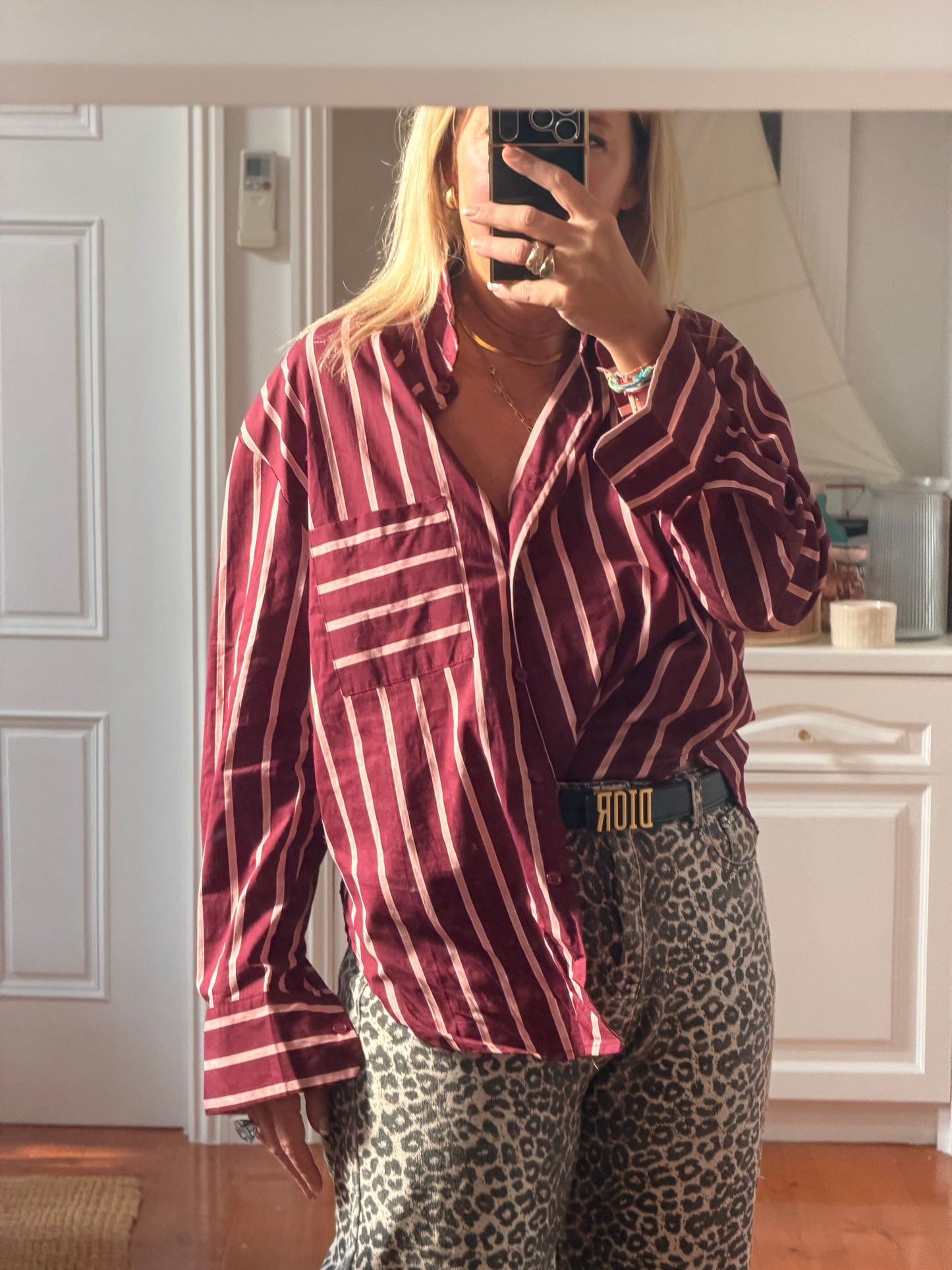 Plum & Pink Stripe Cotton Shirt