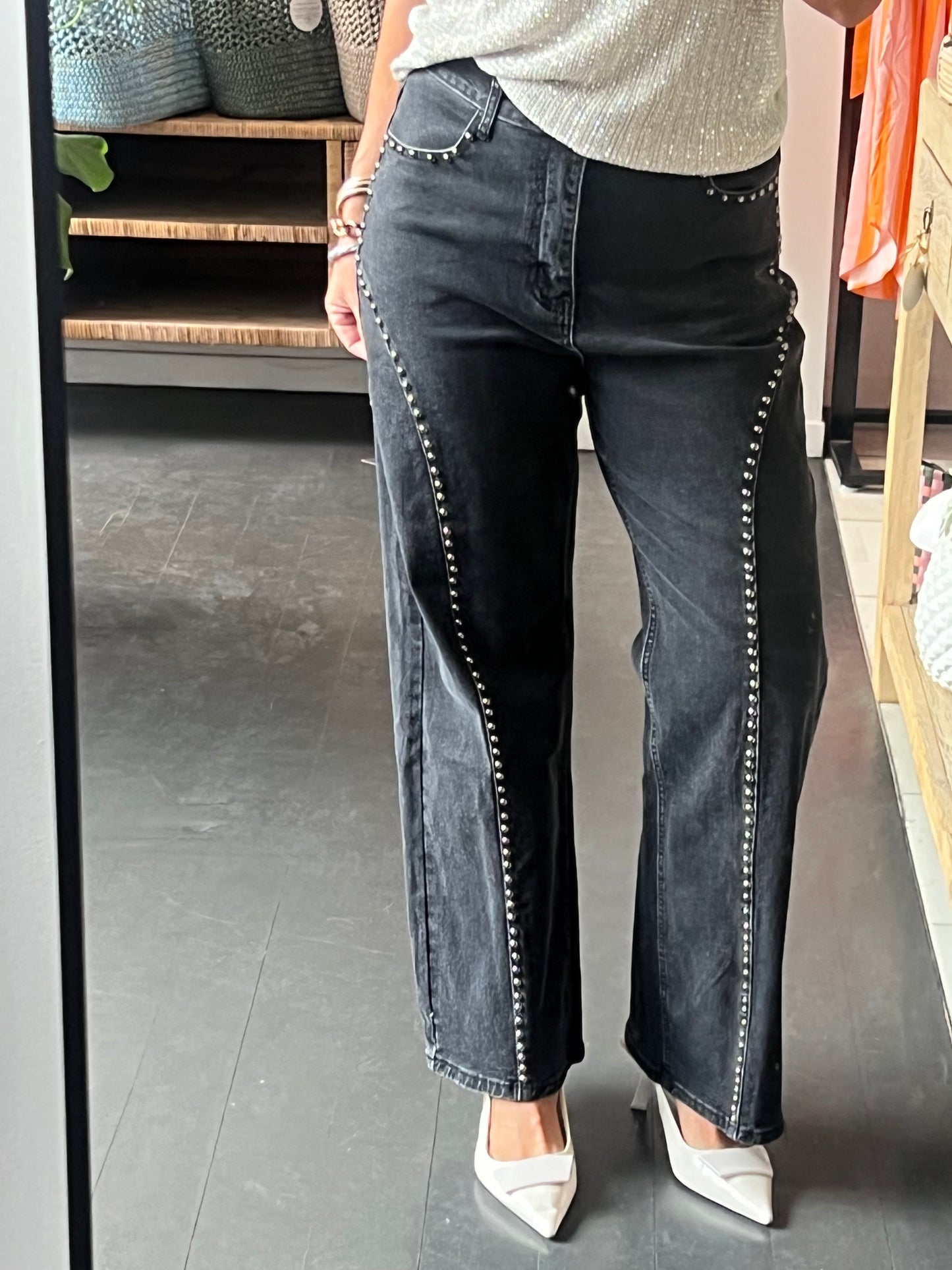 Studded Jeans - black