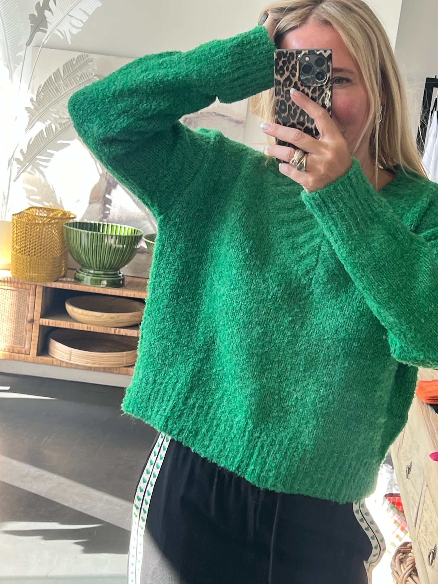 Green V Neck Knit