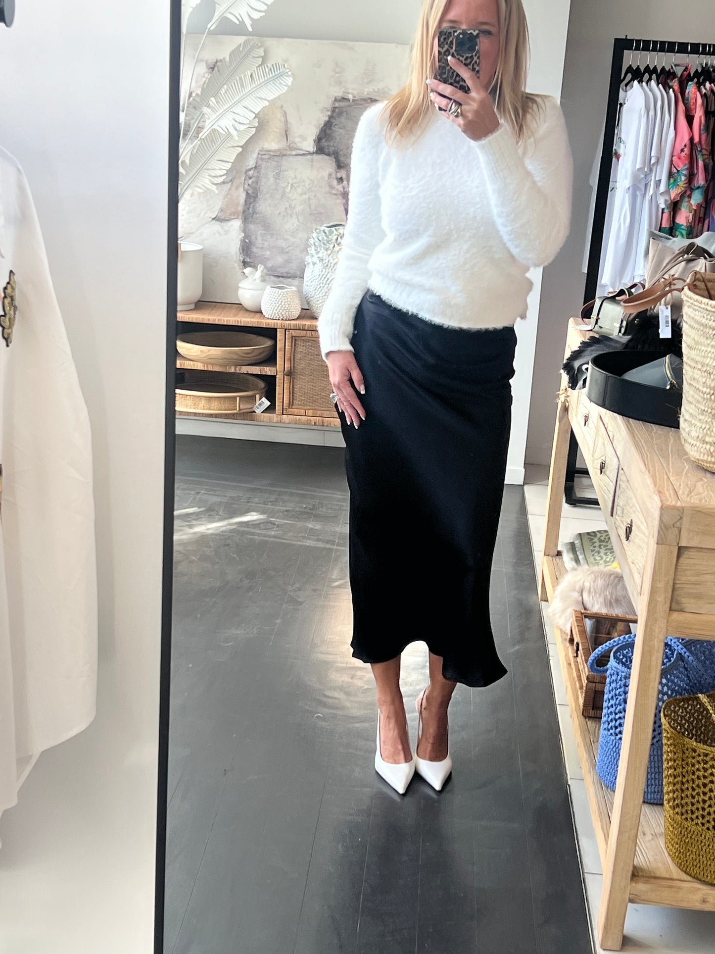 Slinky Midi Skirt - jet black