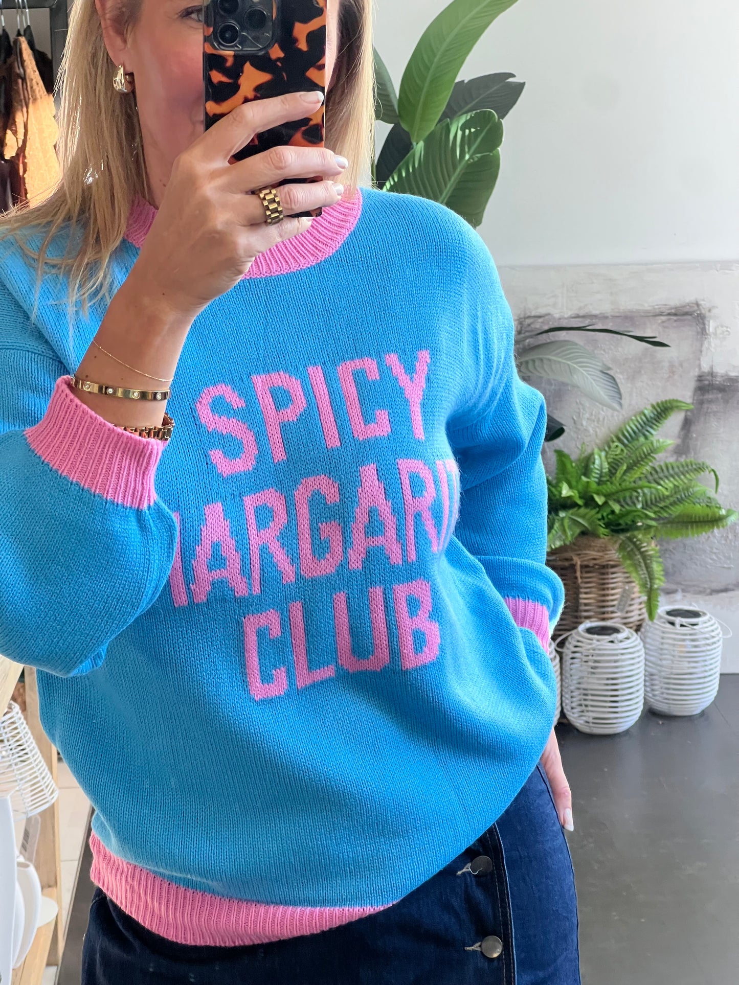 Spicy Margs Knit Sweater - aqua