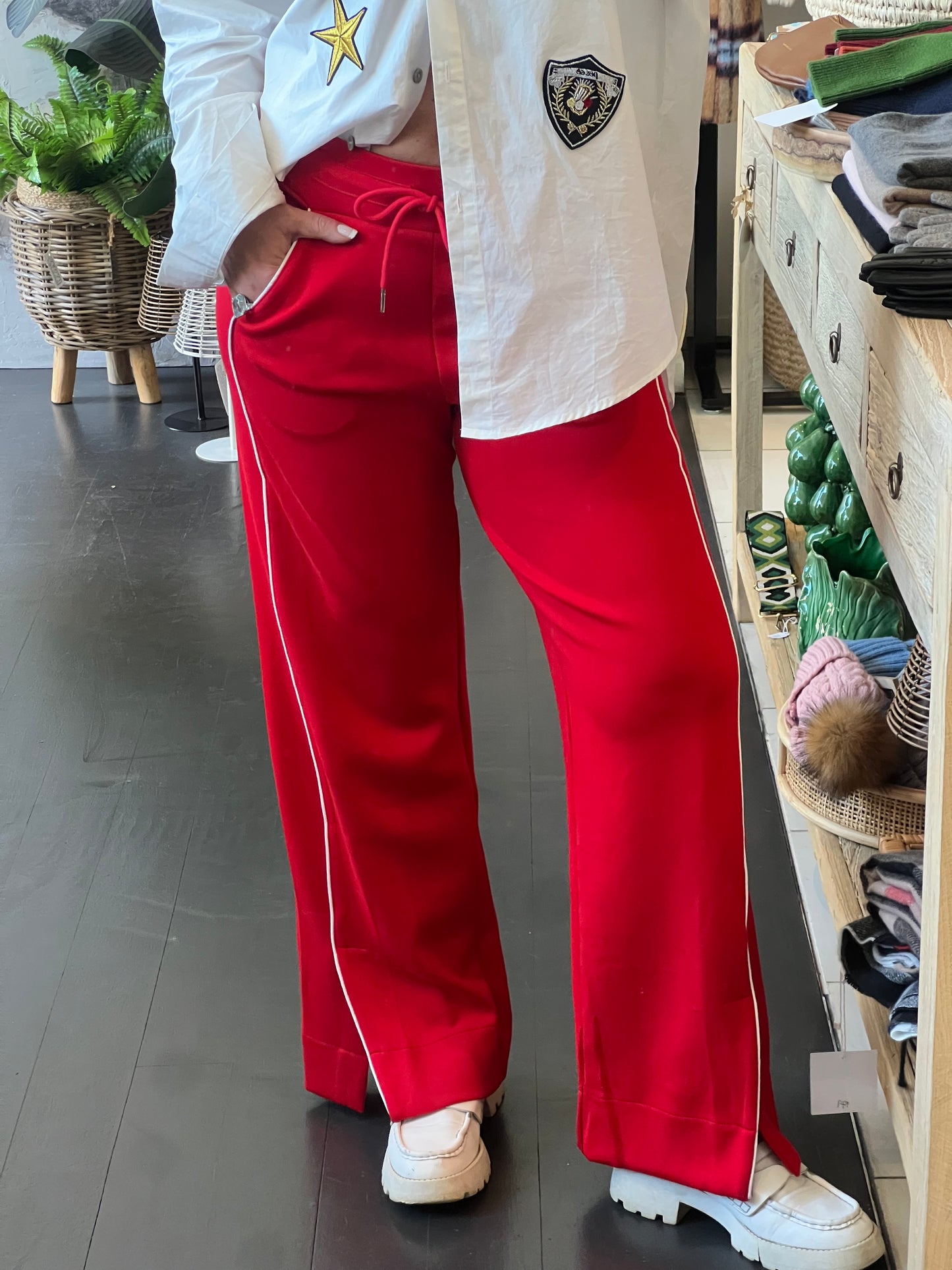 Stripe Racer Pant - red