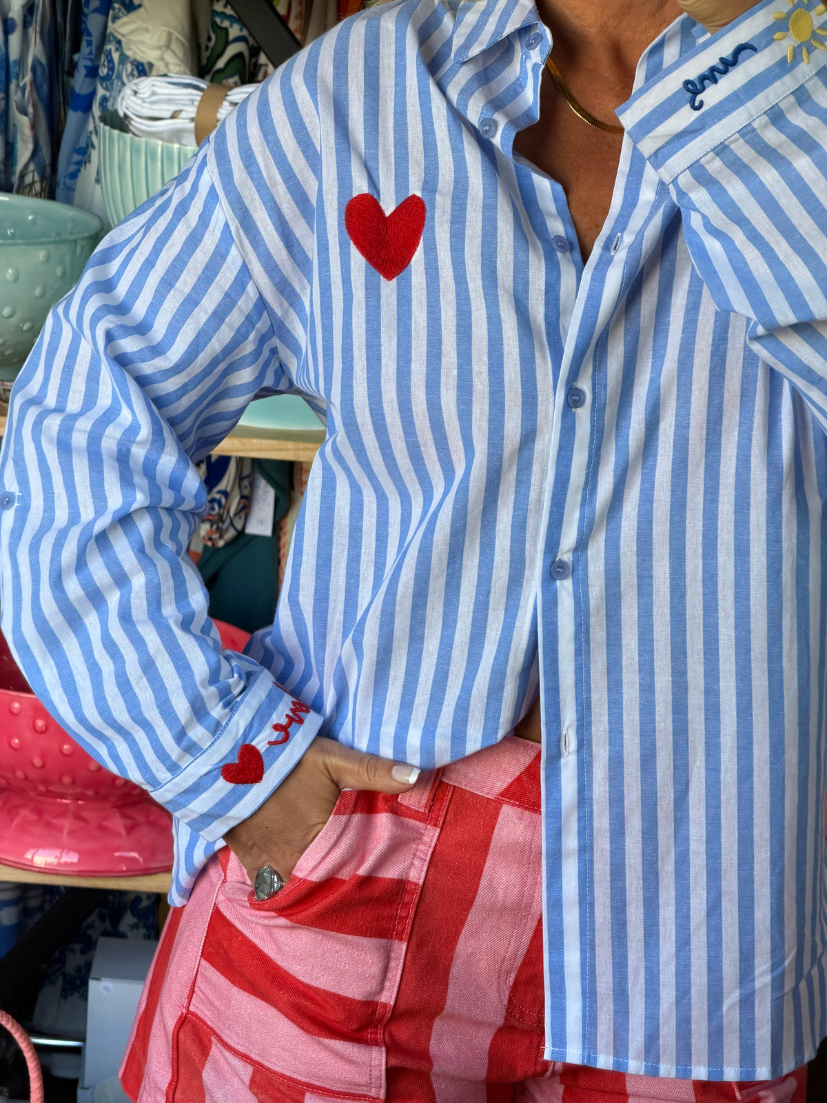 Here Comes The Sun Stripe Shirt - blue